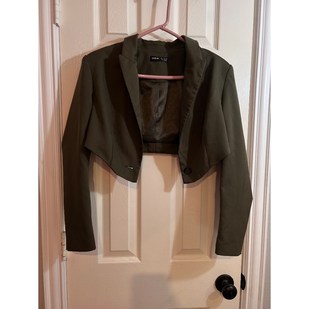 Blazer color verde oscuro tipo top para mujer de talla S